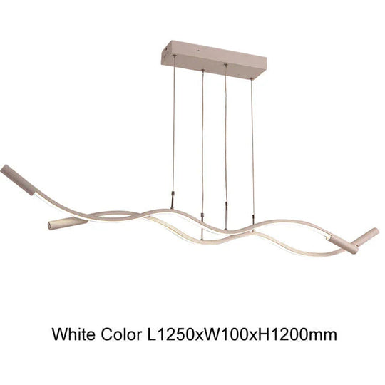 New Wave Aluminum Modern Led Pendant Light For Dining Room Living Kitchen Matte Black Or White