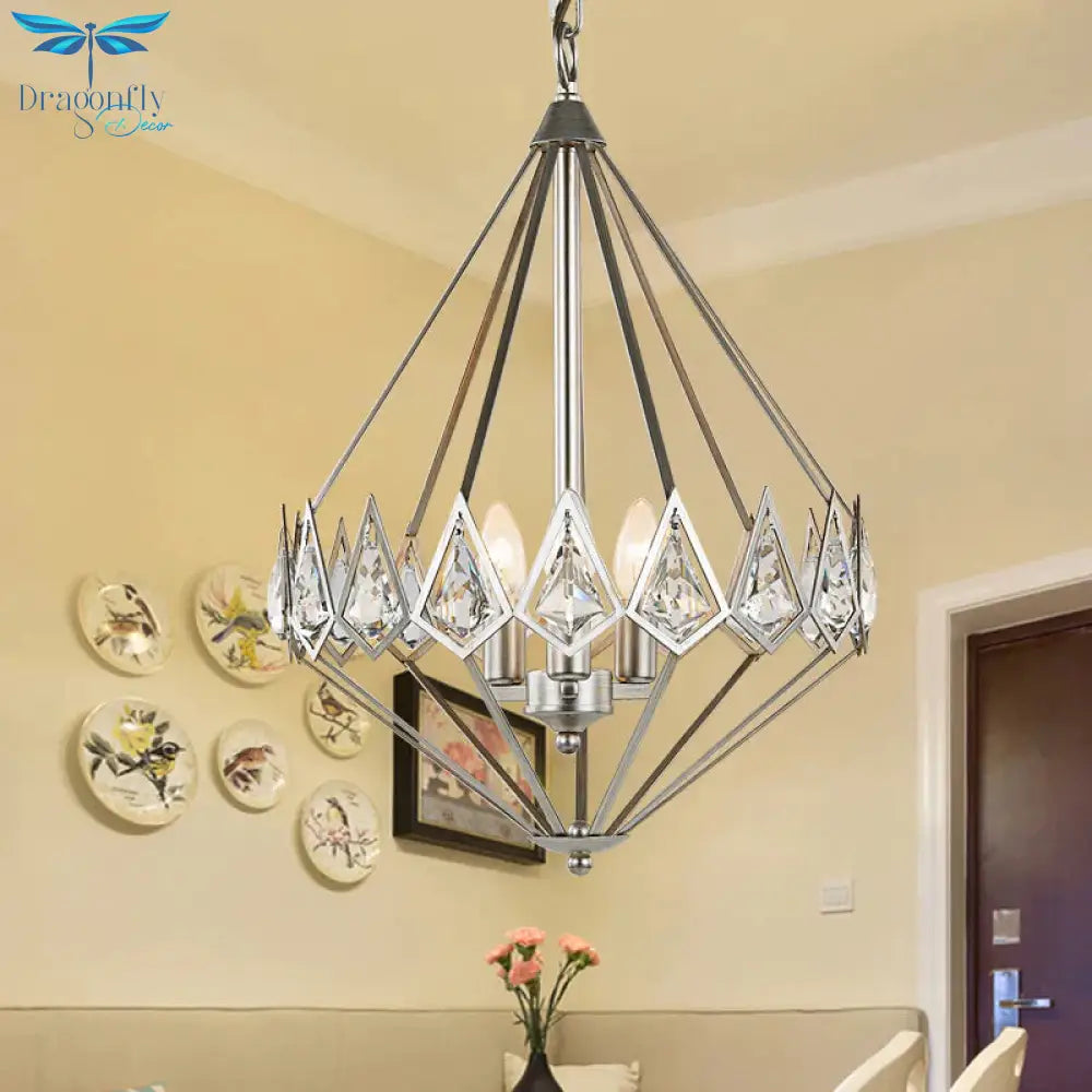 Nickel Tapered Chandelier Nordic Metal 1/3 Bulbs Pendant Light Fixture For Living Room