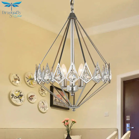 Nickel Tapered Chandelier Nordic Metal 1/3 Bulbs Pendant Light Fixture For Living Room