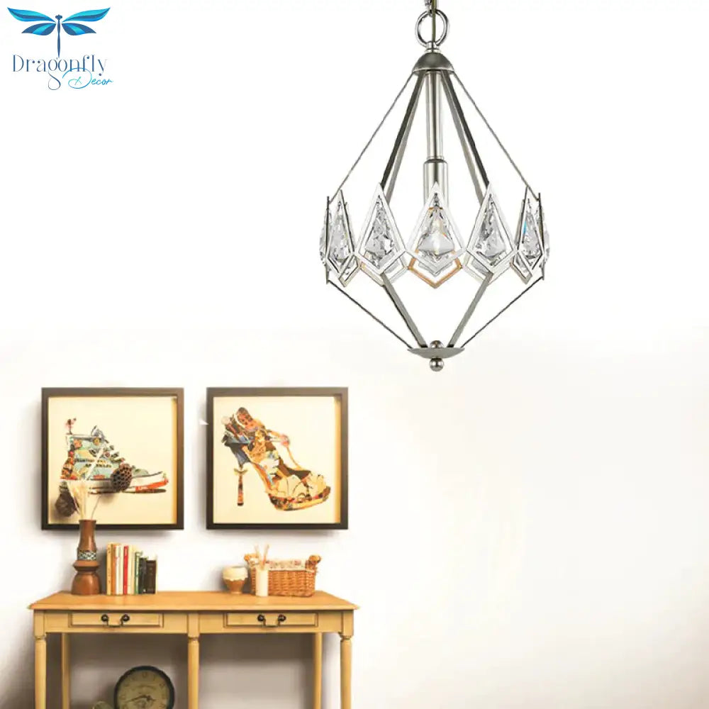 Nickel Tapered Chandelier Nordic Metal 1/3 Bulbs Pendant Light Fixture For Living Room