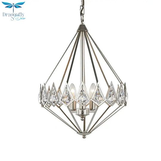 Nickel Tapered Chandelier Nordic Metal 1/3 Bulbs Pendant Light Fixture For Living Room