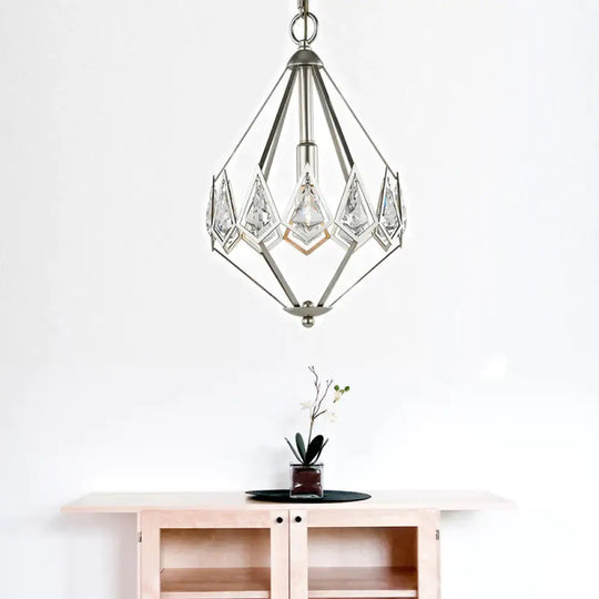 Nickel Tapered Chandelier Nordic Metal 1/3 Bulbs Pendant Light Fixture For Living Room 1 /