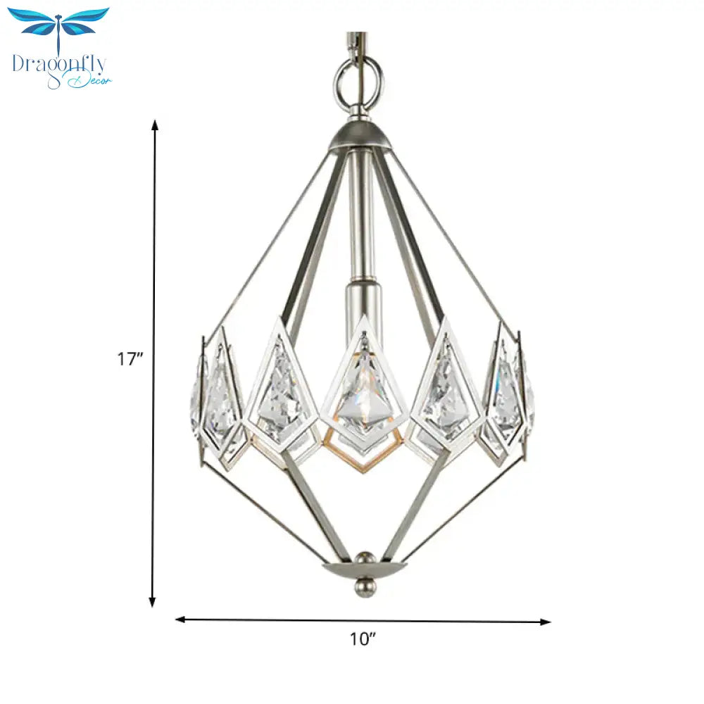 Nickel Tapered Chandelier Nordic Metal 1/3 Bulbs Pendant Light Fixture For Living Room