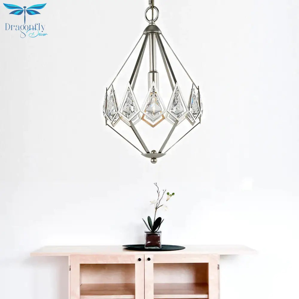 Nickel Tapered Chandelier Nordic Metal 1/3 Bulbs Pendant Light Fixture For Living Room