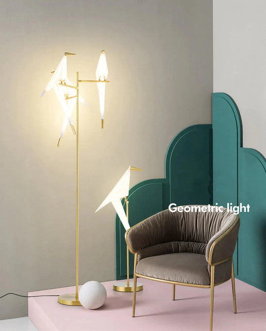 Nordic Bird Floor Lamp Creative Acrylic Thousand Paper Cranes Lamps For Living Room Bedroom Home