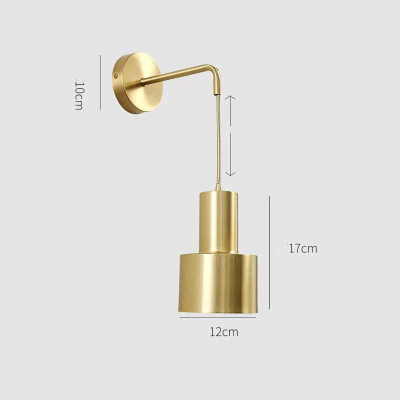 Nordic Copper Bedroom Wall Lamp Creative Modern Minimalist Stair Corridor Porch Living Room Dining