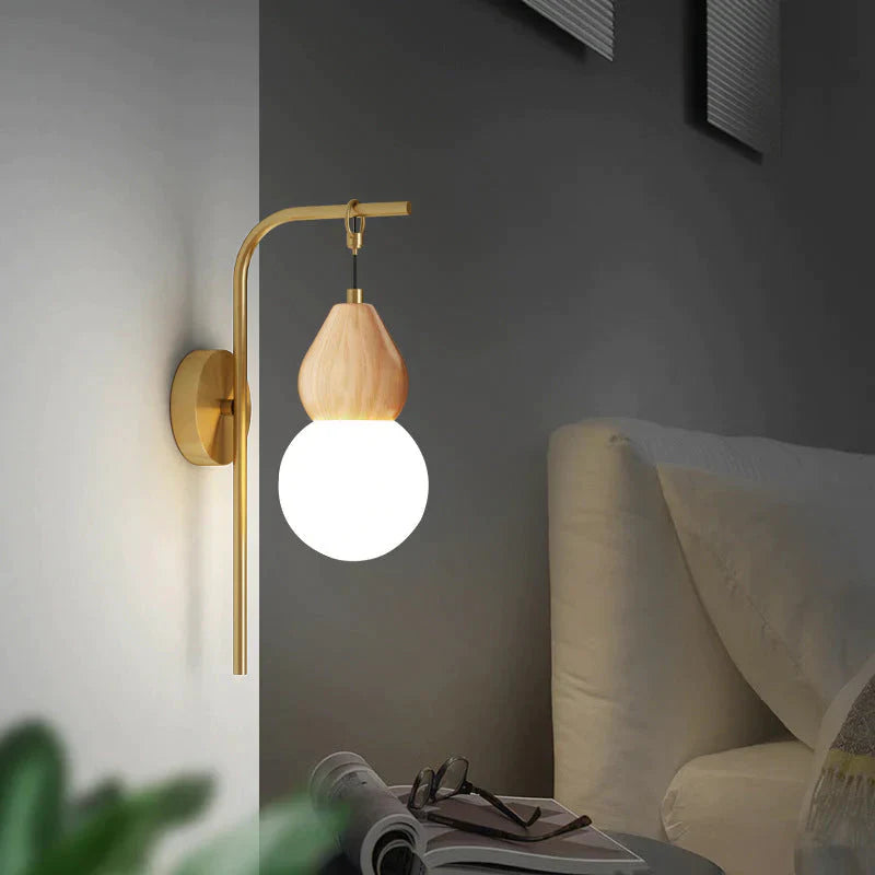 Nordic Corridor Bedside Lamp Copper Wall Tricolor Light / Oak - 12W Lamps