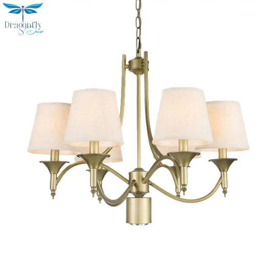 Nordic Empire Shade Chandelier Light Fixture 6 Lights White/Green/Army Green Fabric Hanging Ceiling