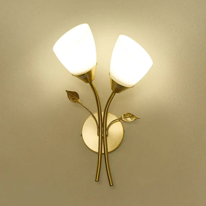 Nordic Flower Living Room Stairs Bedroom Bedside Copper Wall Lamp Lamps