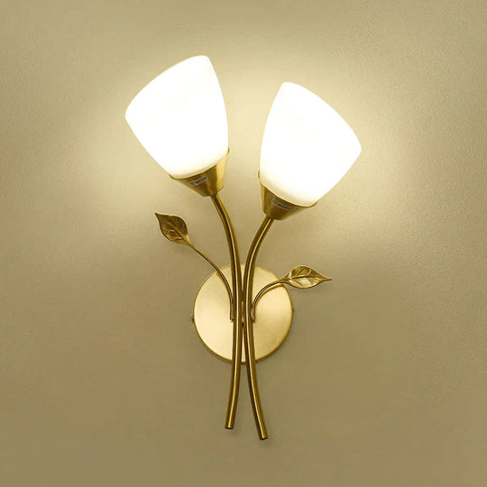 Nordic Flower Living Room Stairs Bedroom Bedside Copper Wall Lamp Lamps