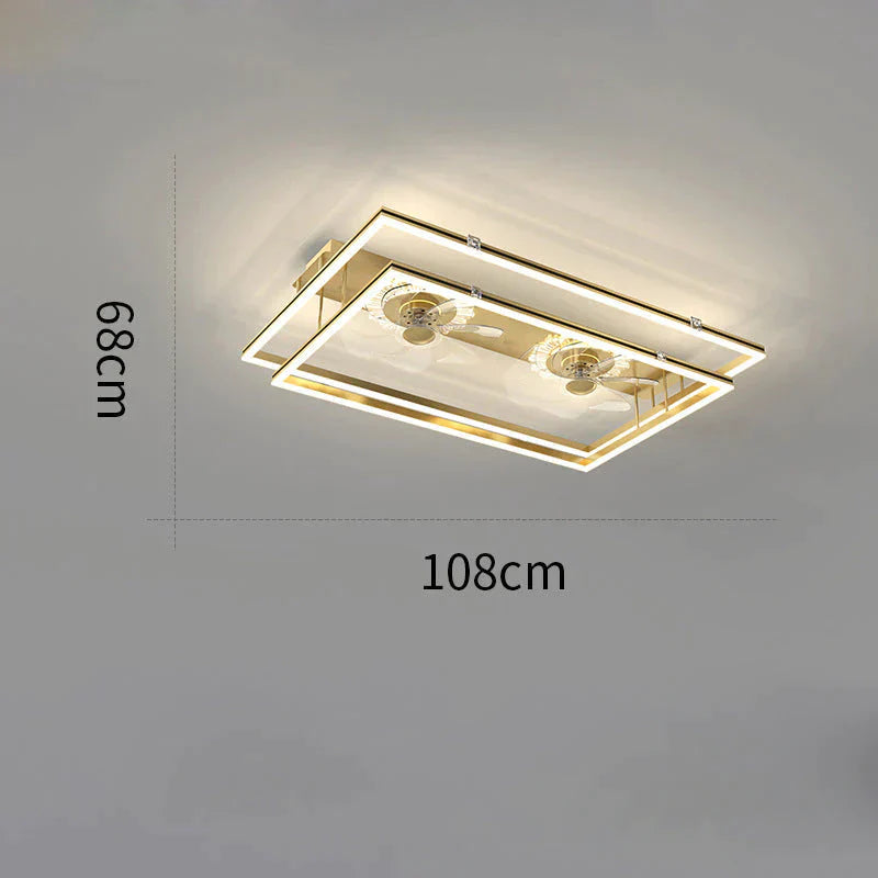Nordic Light Luxury Fan Living Room Square Ceiling Lamp Simple Dining Bedroom Gold / D Stepless