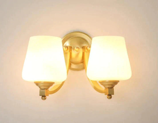 Nordic Living Room Bedroom Copper Wall Lamps  Two - Heads Copper Wall Lamp / Led White Light