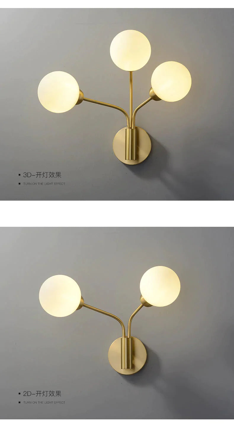 Nordic Minimalist Bedroom Bedside Light Corridor Aisle Full Copper Wall Lamp Lamps