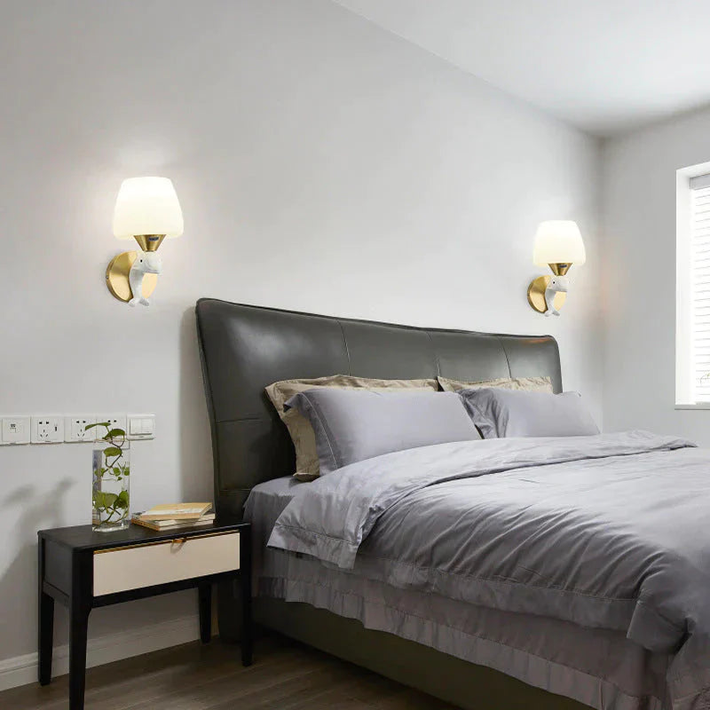Nordic Minimalist Dolphin Bedside Copper Wall Lamp Lamps