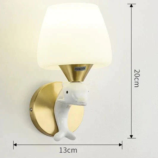 Nordic Minimalist Dolphin Bedside Copper Wall Lamp Lamps