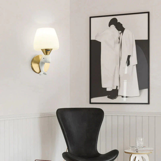 Nordic Minimalist Dolphin Bedside Copper Wall Lamp Lamps