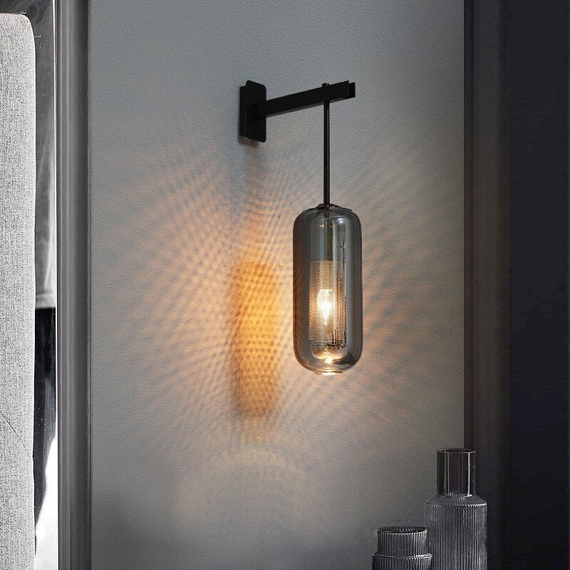 Nordic Modern Decor Glass Lampshade For Bedroom Study Room Stairs Art Wall Lamp