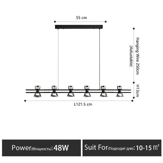 Nordic Modern Minimalist Light Luxury Bar Led Strip Lamp Kitchen Island Table Light Fixture Black -