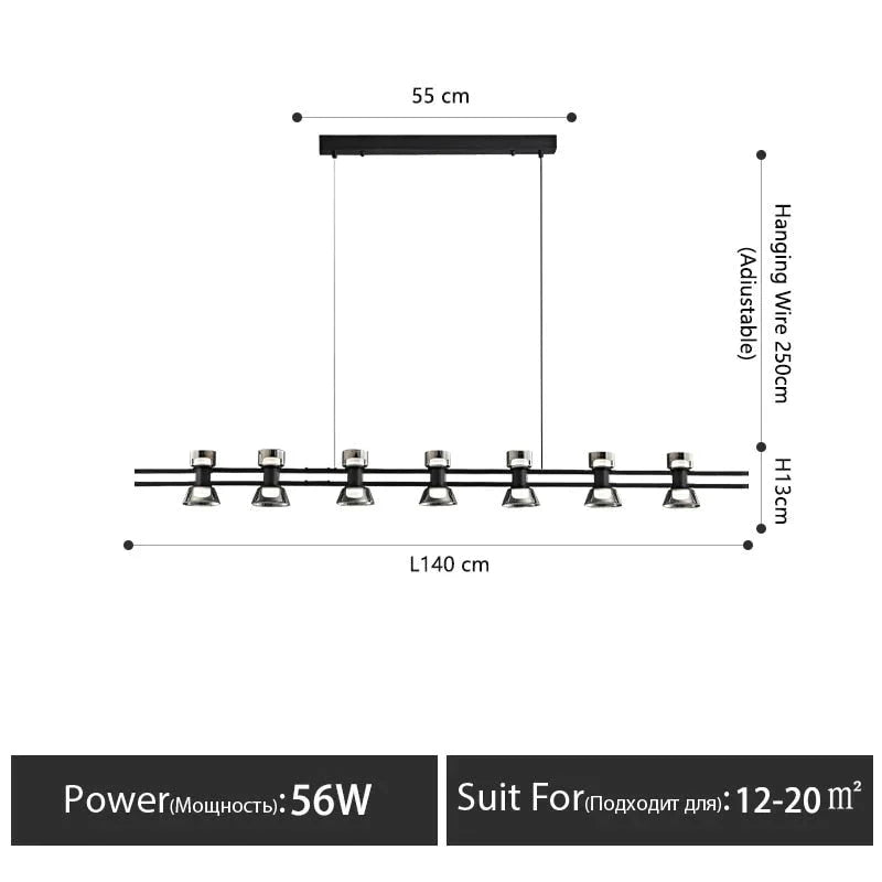 Nordic Modern Minimalist Light Luxury Bar Led Strip Lamp Kitchen Island Table Light Fixture Black -