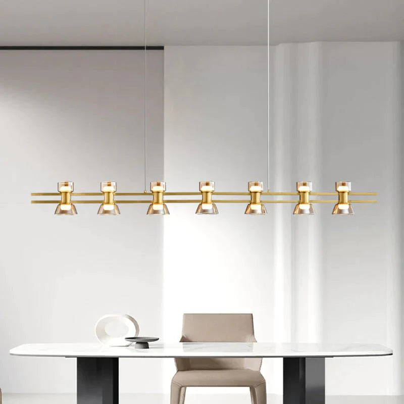 Nordic Modern Minimalist Light Luxury Bar Led Strip Lamp Kitchen Island Table Light Fixture Pendant