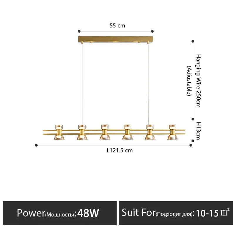 Nordic Modern Minimalist Light Luxury Bar Led Strip Lamp Kitchen Island Table Light Fixture Gold -