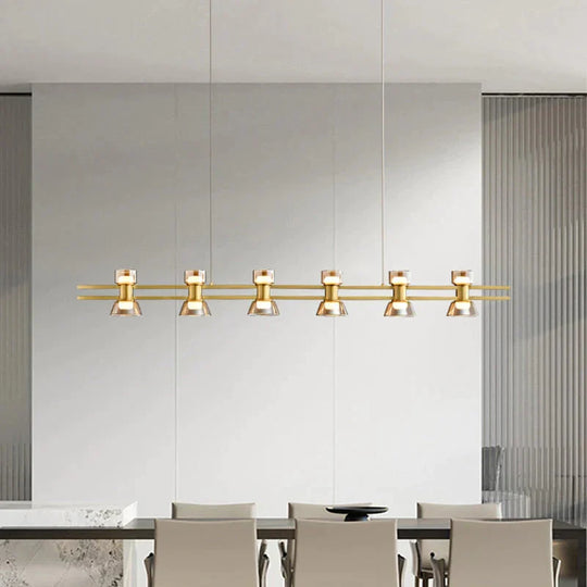Nordic Modern Minimalist Light Luxury Bar Led Strip Lamp Kitchen Island Table Light Fixture Pendant