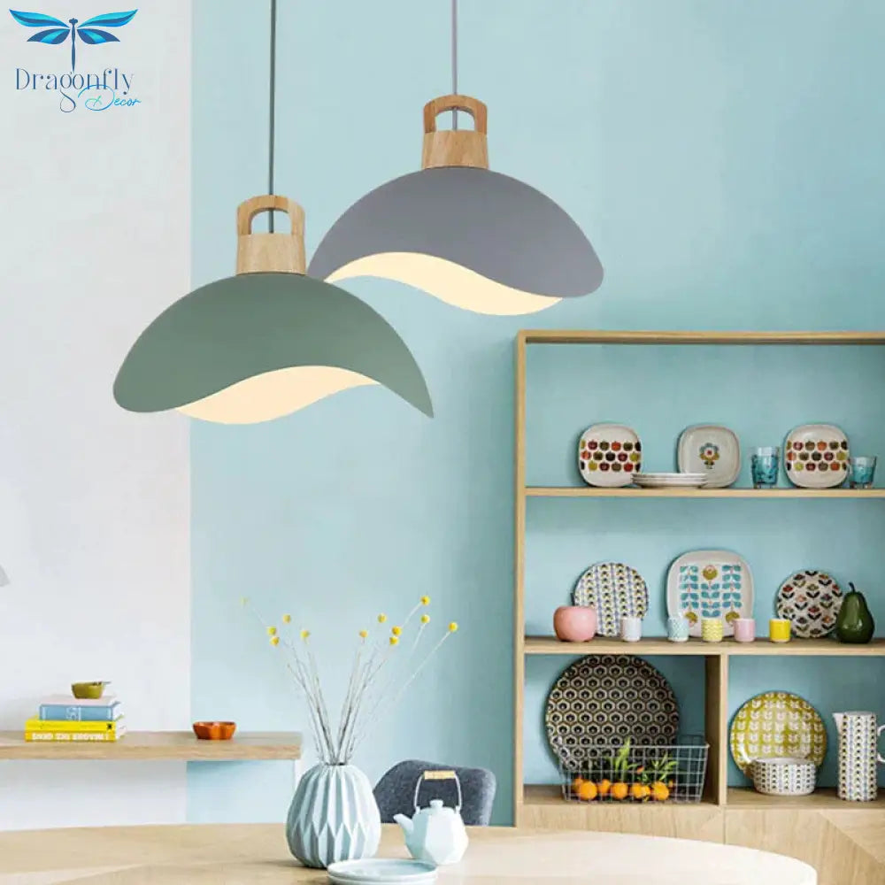 Nordic Modern Wood Aluminum E27 Pendant Lights Dining Room Bedroom Bedside Kitchen Living Billiard
