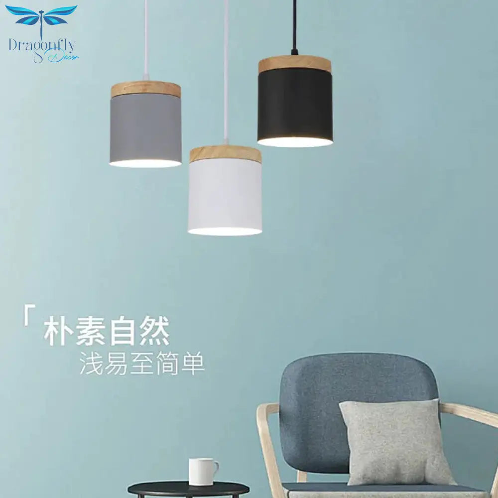 Nordic Modern Wood Aluminum E27 Pendant Lights Living Room Dining Bedside Table Decorative Lighting