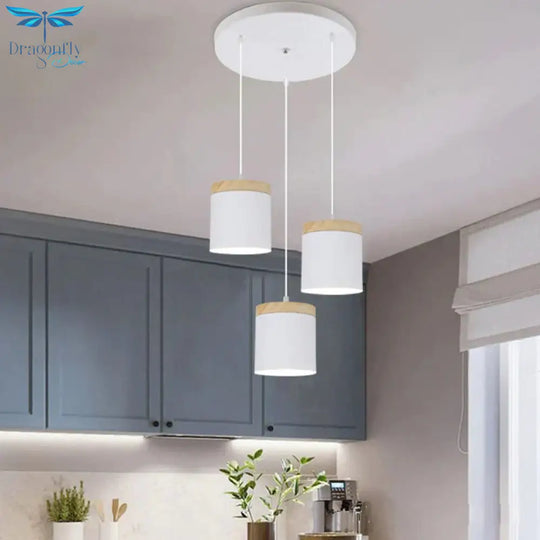 Nordic Modern Wood Aluminum E27 Pendant Lights Living Room Dining Bedside Table Decorative Lighting