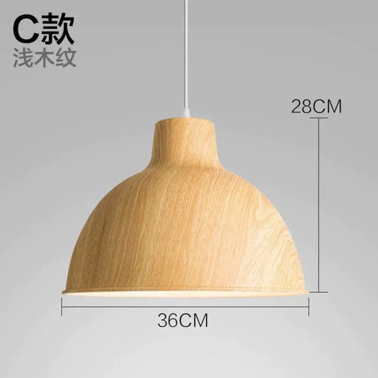 Nordic Modern Wood Grain Spray Paint Aluminum Pendant Lights Living Room Dining Desk Bedside