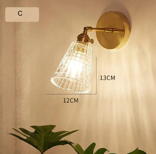 Nordic Retro Livingroom Bedroom Bedside Full Copper Wall Lamp C / No Light Bulb Copper Wall Lamps