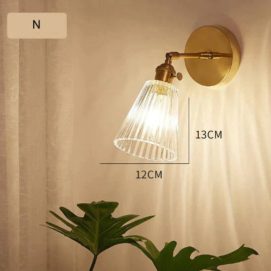 Nordic Retro Livingroom Bedroom Bedside Full Copper Wall Lamp N / No Light Bulb Copper Wall Lamps