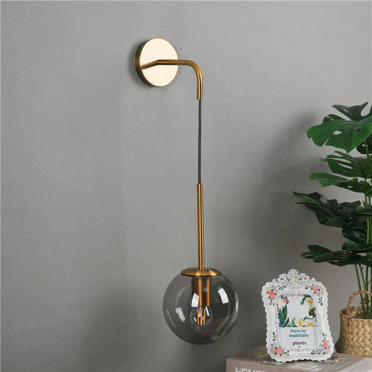 Nordic Retro Modern Glass Ball Wall Lamps For Bedside Living Room Corridor Staircase Lighting Lamp