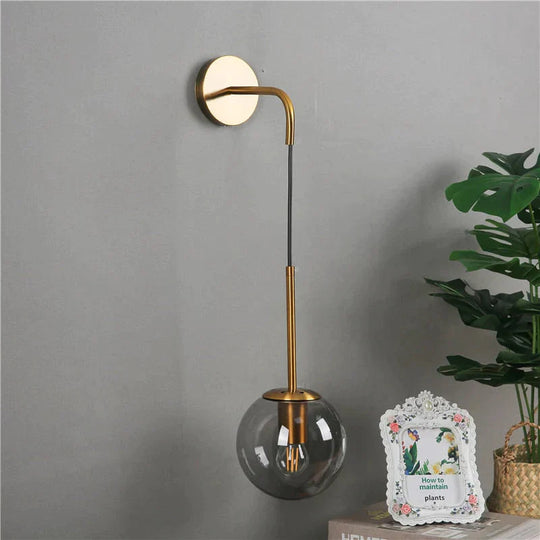 Nordic Retro Modern Glass Ball Wall Lamps For Bedside Living Room Corridor Staircase Lighting Lamp
