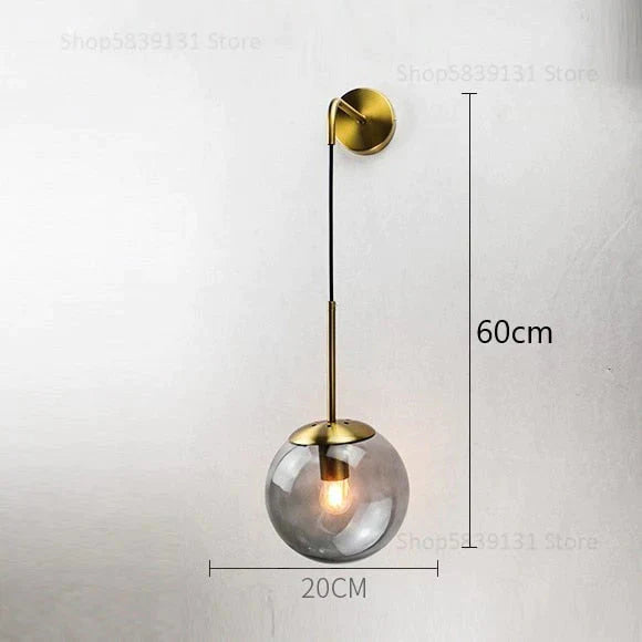 Nordic Retro Modern Glass Ball Wall Lamps For Bedside Living Room Corridor Staircase Lighting