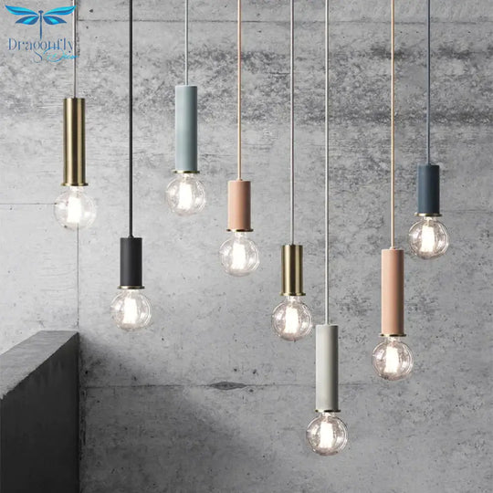 Nordic Simple Pendant Lights Suspension Aluminum Tube E27 Lamps Holder Dining Table Kitchen Bedside