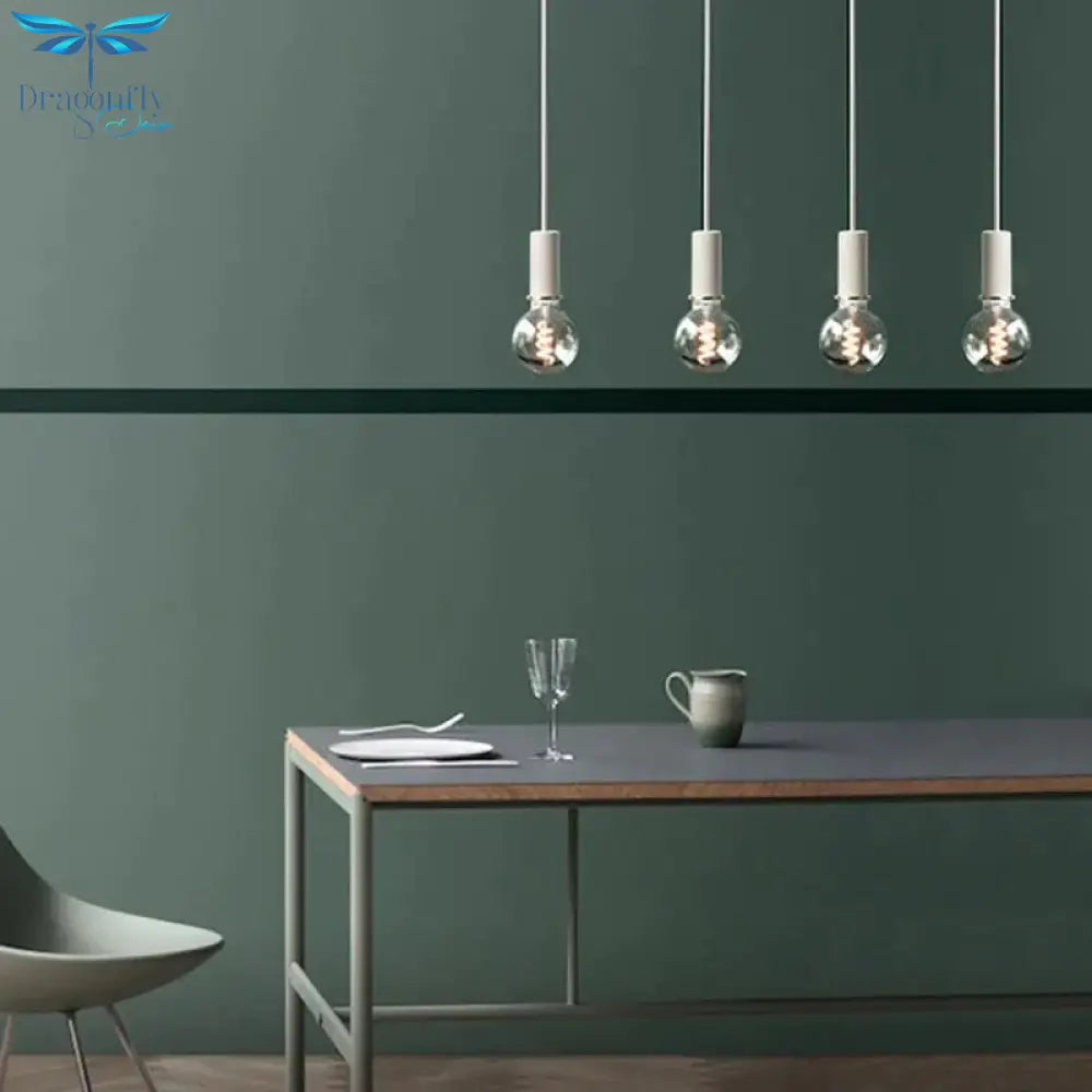 Nordic Simple Pendant Lights Suspension Aluminum Tube E27 Lamps Holder Dining Table Kitchen Bedside