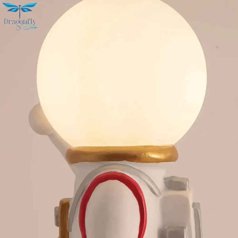 Nordic Spaceman Hanging Light Fixtures Iron Chandelier In White For Kid Bedroom