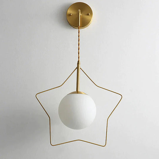 Nordic Star Wall Lamp Copper Bedroom Bedside Modern Minimalist Living Room Lamps