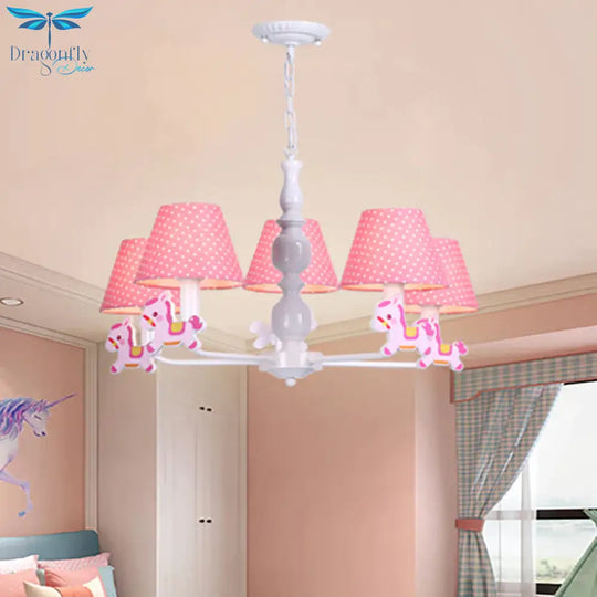 Nordic Tapered Shade Hanging Chandelier Fabric Lights For Living Room
