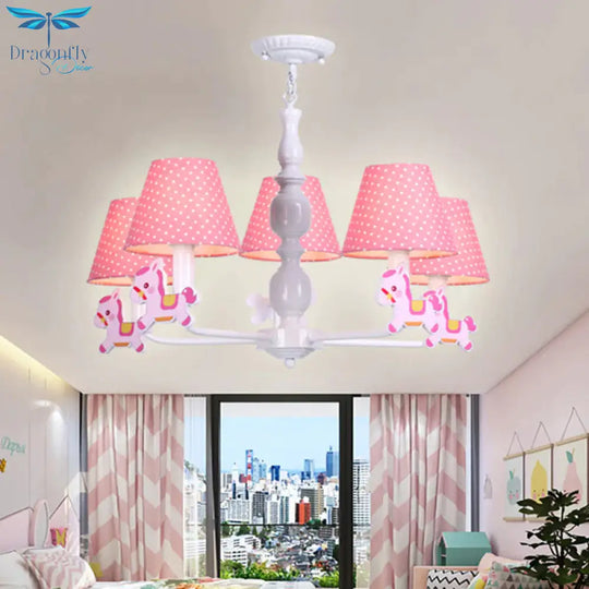 Nordic Tapered Shade Hanging Chandelier Fabric Lights For Living Room