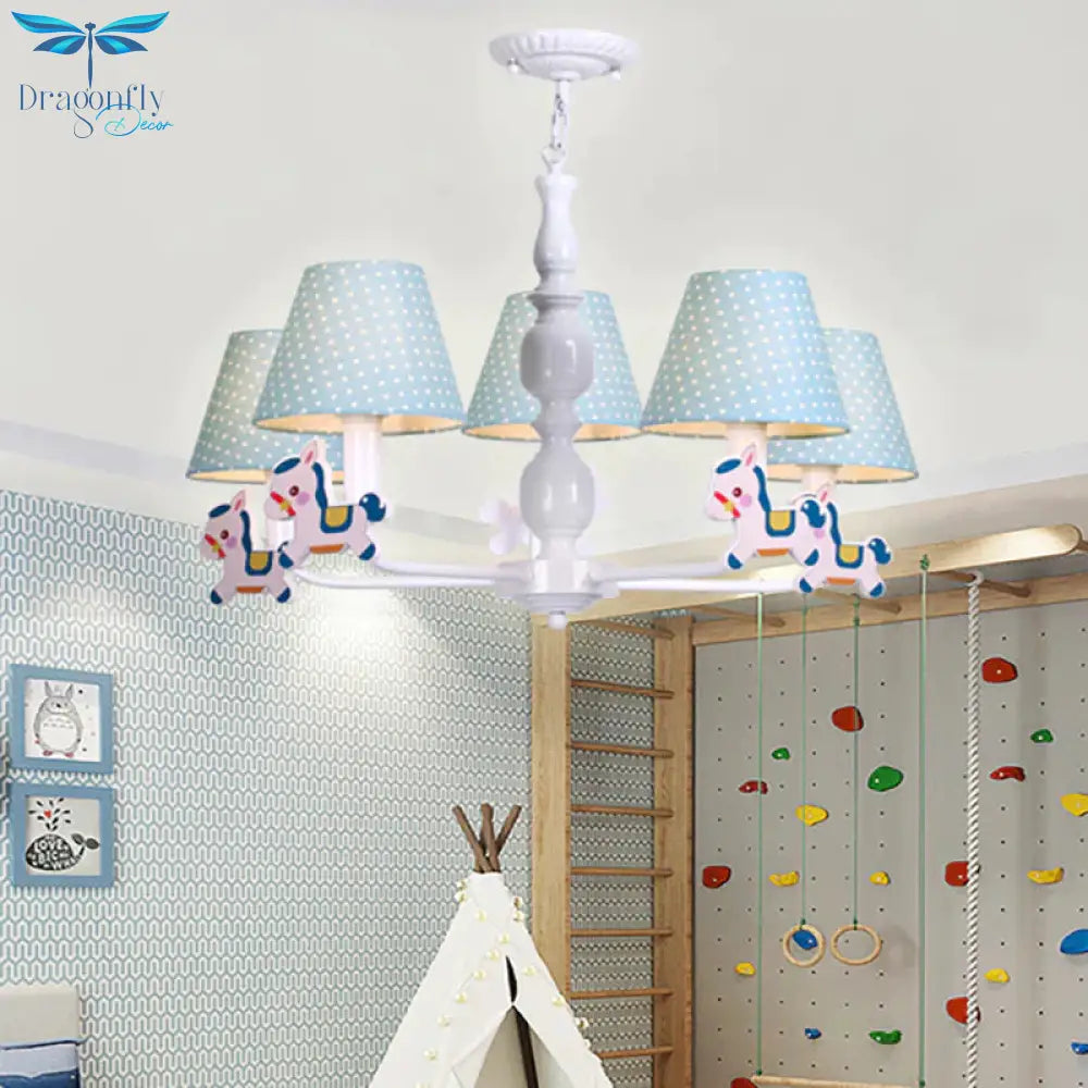 Nordic Tapered Shade Hanging Chandelier Fabric Lights For Living Room