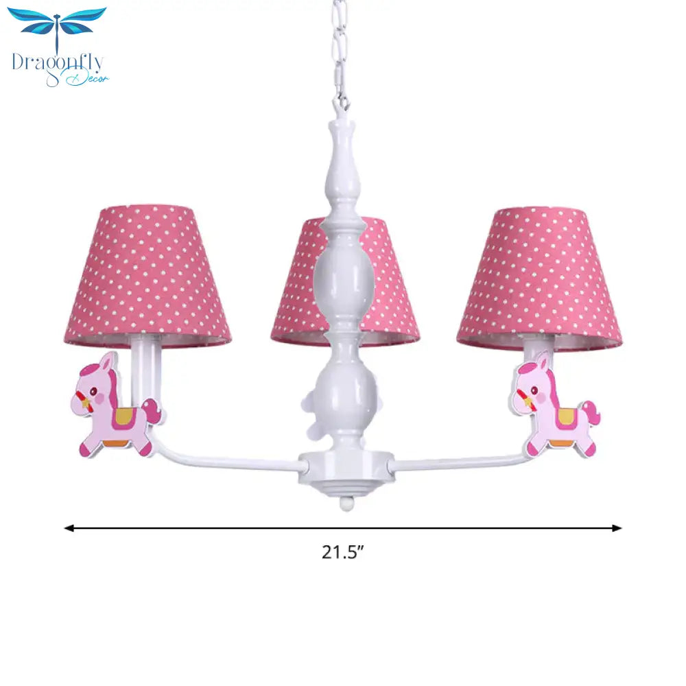 Nordic Tapered Shade Hanging Chandelier Fabric Lights For Living Room