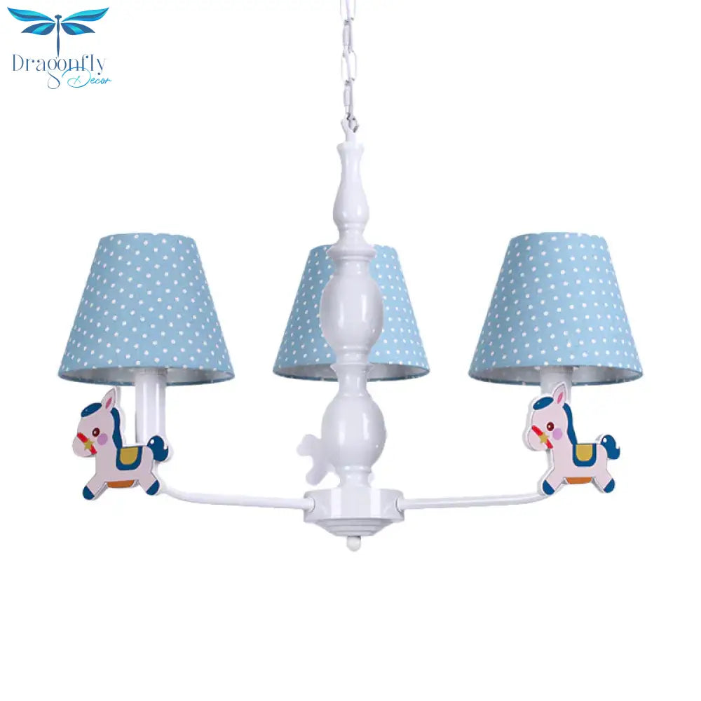 Nordic Tapered Shade Hanging Chandelier Fabric Lights For Living Room
