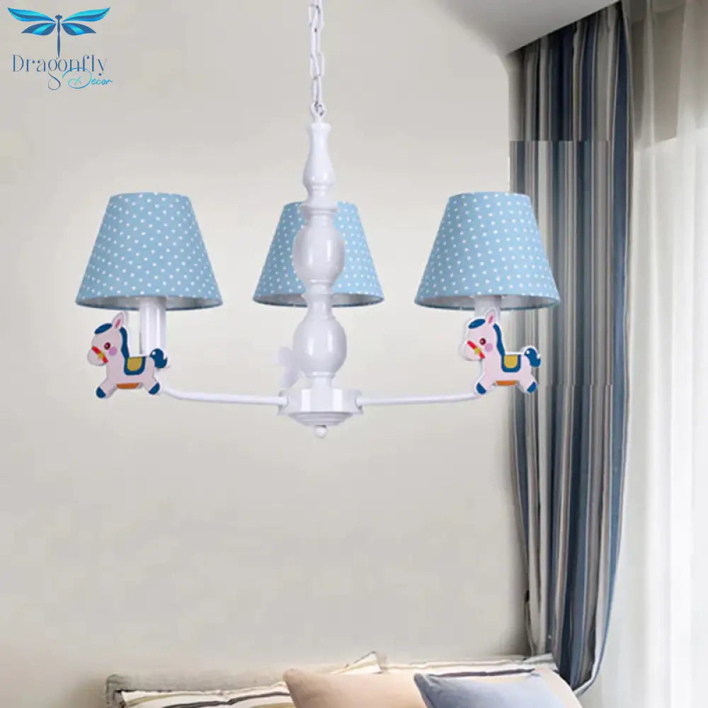 Nordic Tapered Shade Hanging Chandelier Fabric Lights For Living Room