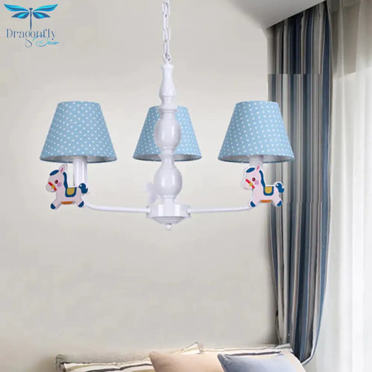 Nordic Tapered Shade Hanging Chandelier Fabric Lights For Living Room
