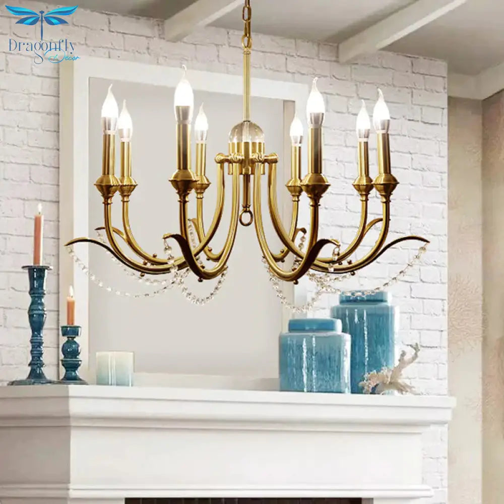 Open Bulb Suspension Lighting Traditional Metal 6/8 Lights Gold Finish Chandelier Pendant Light