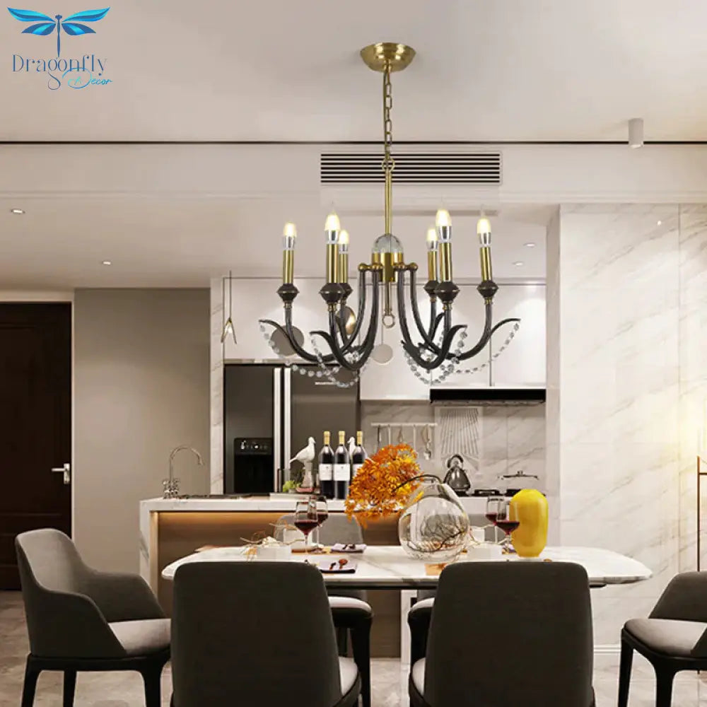 Open Bulb Suspension Lighting Traditional Metal 6/8 Lights Gold Finish Chandelier Pendant Light
