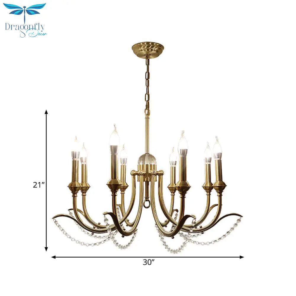 Open Bulb Suspension Lighting Traditional Metal 6/8 Lights Gold Finish Chandelier Pendant Light