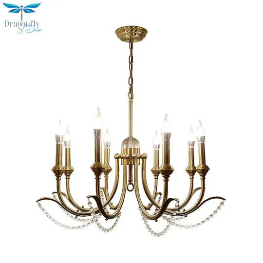 Open Bulb Suspension Lighting Traditional Metal 6/8 Lights Gold Finish Chandelier Pendant Light